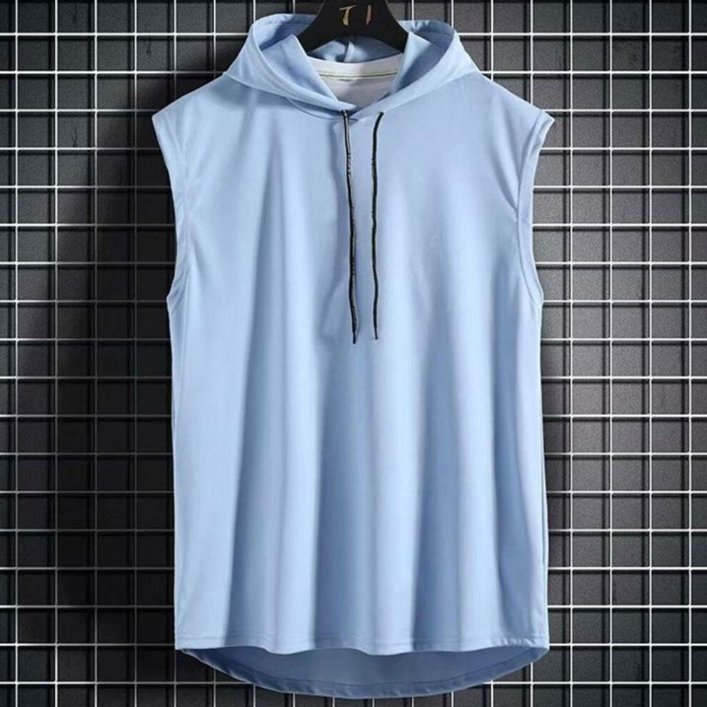 (blue, M) Plus Size Summer Men Clothing Tank Tops Sweatshirt Sleeveless Tops Hoodie Vest Workout Fitness Mens T Shirt Workout Hip Hop Vest
