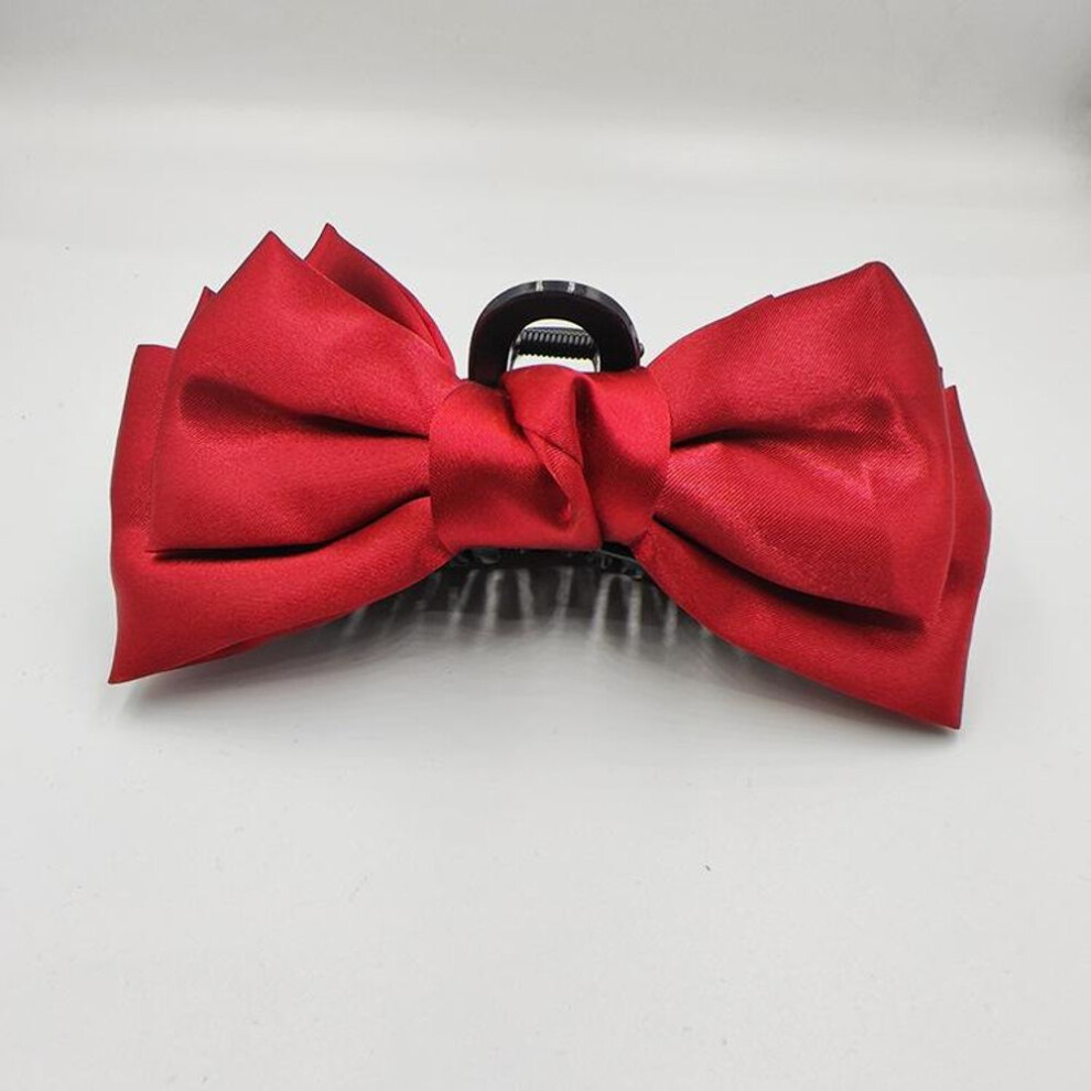 (red) Bow Hair Claws Clip Large Shark Claw Hair Clips Solid Bowknot Hairpin Barrettes For Ponytail Women Hair Accessories Headbands