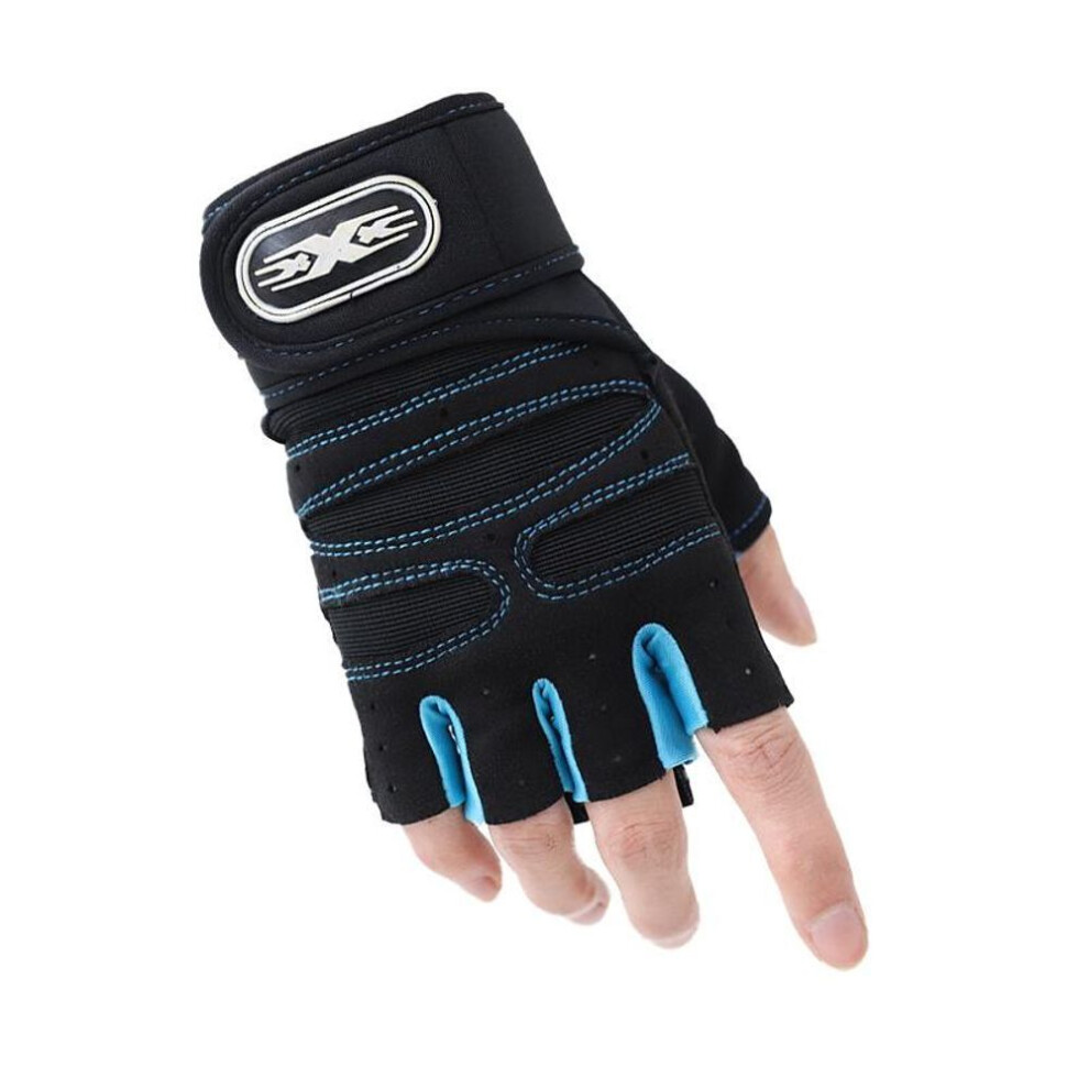 (Baby Xl) Gym Gloves Fitness Weight Lifting Gloves Body Building Training Sports Exercise Cycling Sport Workout Glove For Men Women M/L/Xl Blue