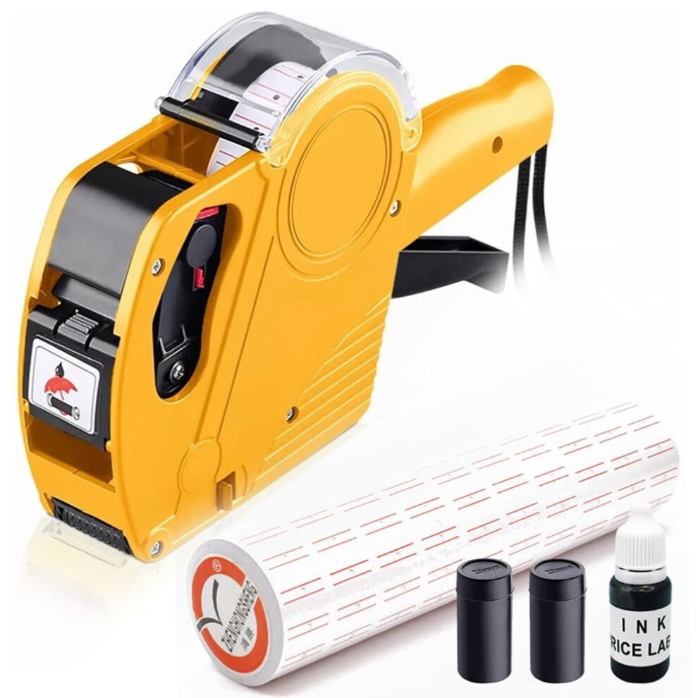 (yellow) Multifunctional Abs Commodity Price Label Printer 8 Bits Practical Supermarket Price Marker Single