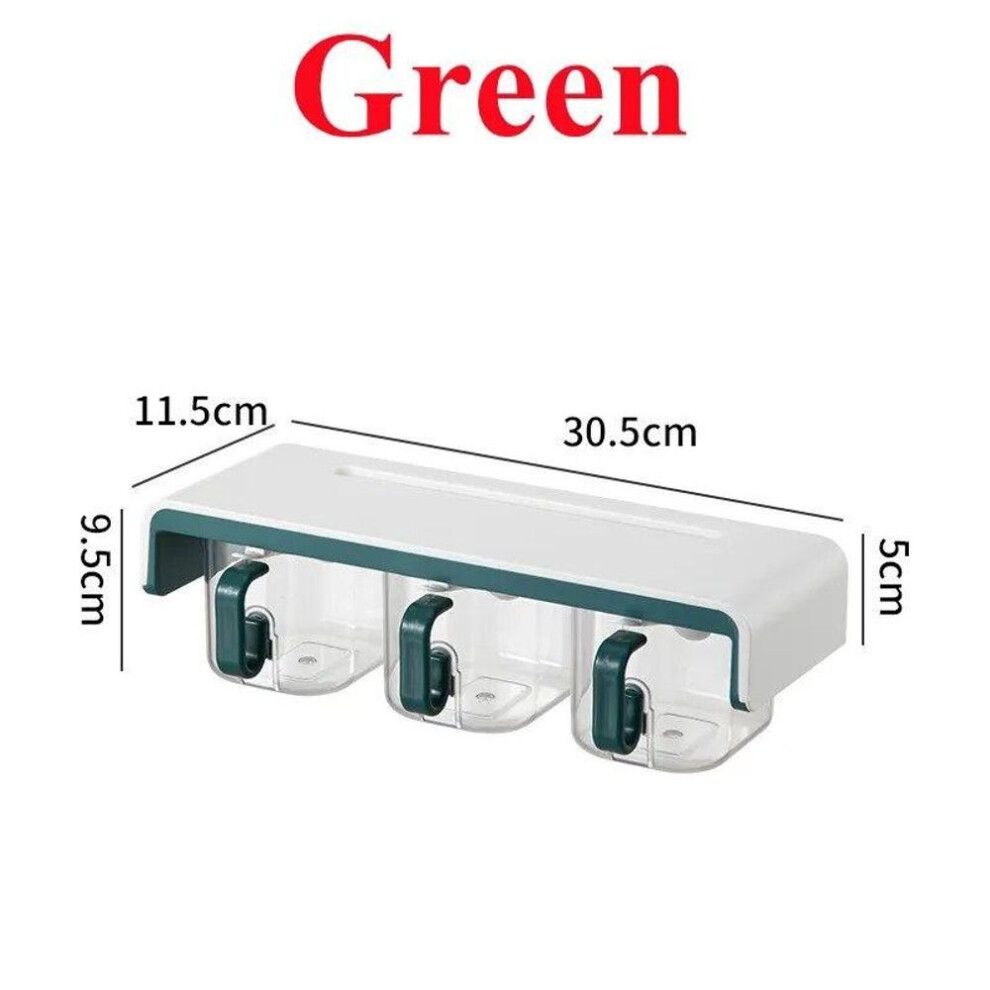 (green) Kitchen Wall-moubted Seasoning Storage Box Salt Monosodium Glutamate Cumin Plastic Storage Container Kitchen Herb Spice Tools
