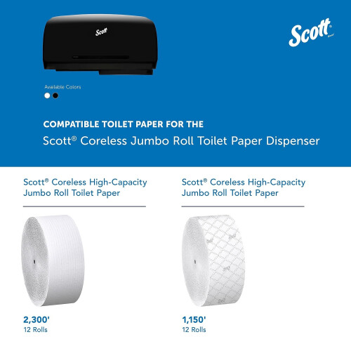 Kimberly-Clark Dispenser Χωρίς Πυρήνα JRT Διπλό Χαρτί Υγείας (09608), Υψηλής Χωρητικότητας, Μαύρο 1