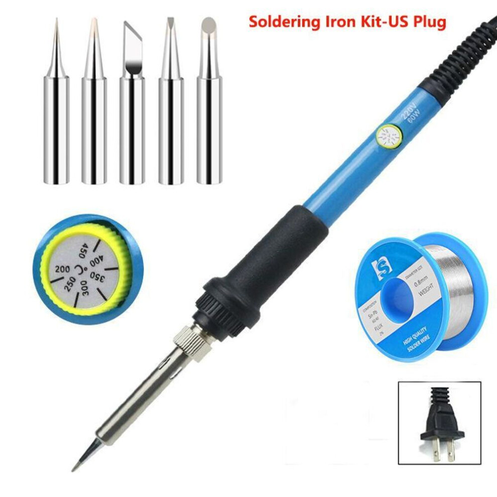 (US Plug Kit) Adjustable Temperature Electric Soldering Iron 110v/220v 60w Soldering Gun Professional Tin Welder Heat Pencil Welding Solder Repair Tool