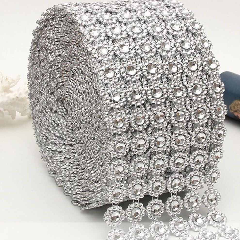 (as the picture) Beads Ribbon Diamond Mesh Ribbon Diamond Mesh Diamond Mesh Ribbon Wedding Wrap Silver Bling Party Rhinestone Ribbon Wedding Wrap Mesh Rhinestone