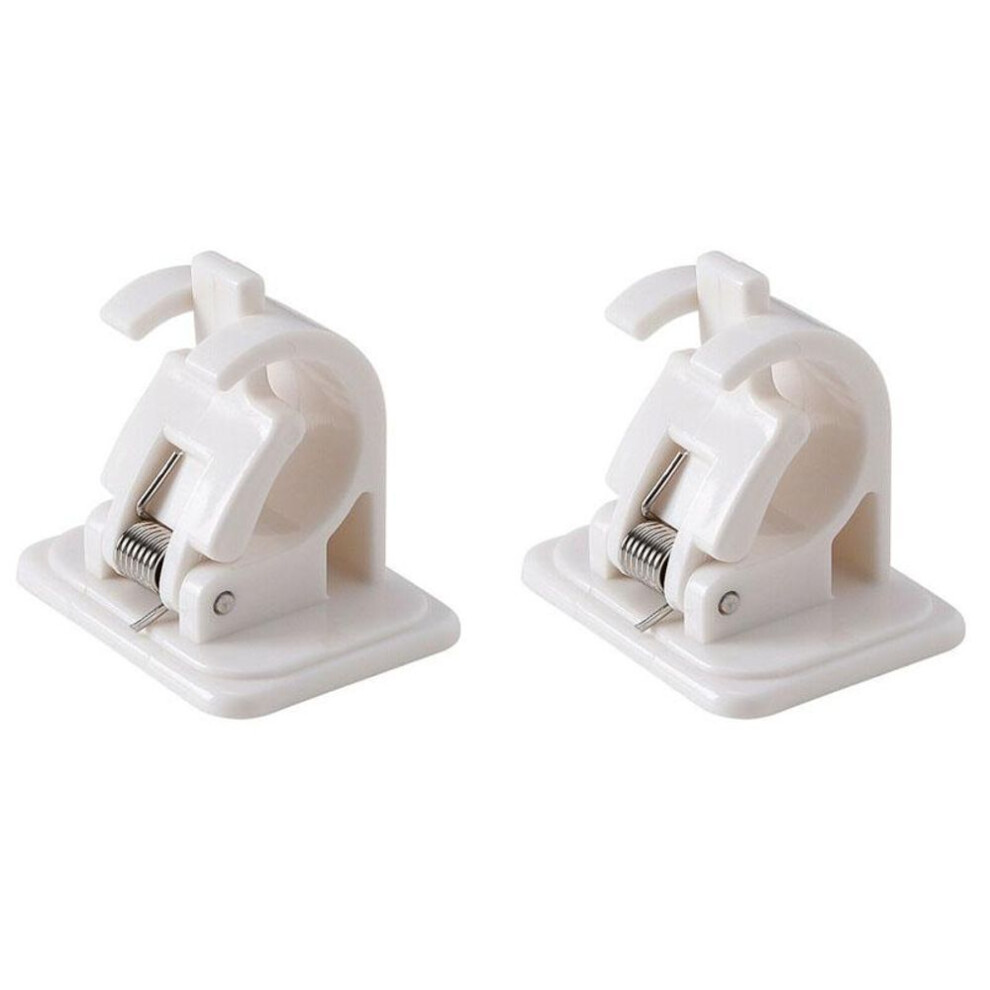 (2Pcs) Nail-free Adjustable Curtain Rod Holder Clamp Hooks Rod Bracket Holders Adhesive Wall Curtain Fixed Clip Hanging Rack Hook