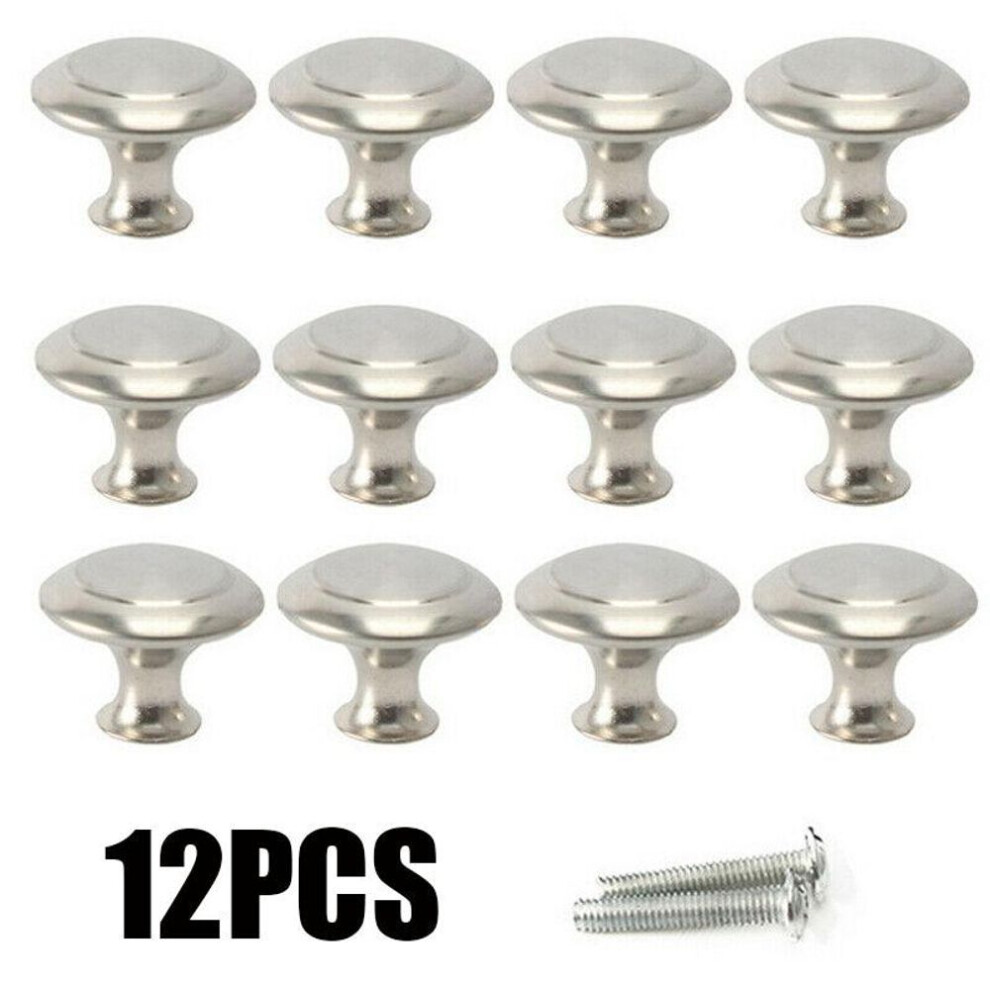 (silver) 12 Pcs Silver/black Door Knobs Cabinet Handles Cupboard Drawer Kitchen Stainless Steel Diy