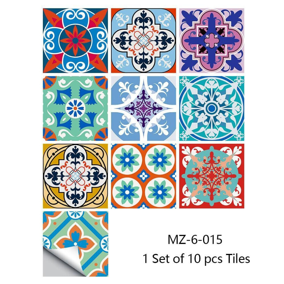 (blue bell, 10cmX10cmX10pcs) 10pcs Retro Pattern Matte Surface Tiles Sticker Transfers Covers For Kitchen Bathroom Tables Floor Hard-wearing Art Wall Decals