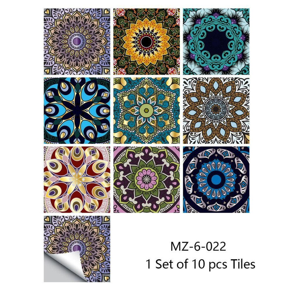 (bud green, 10cmX10cmX10pcs) 10pcs Retro Pattern Matte Surface Tiles Sticker Transfers Covers For Kitchen Bathroom Tables Floor Hard-wearing Art Wall Decals