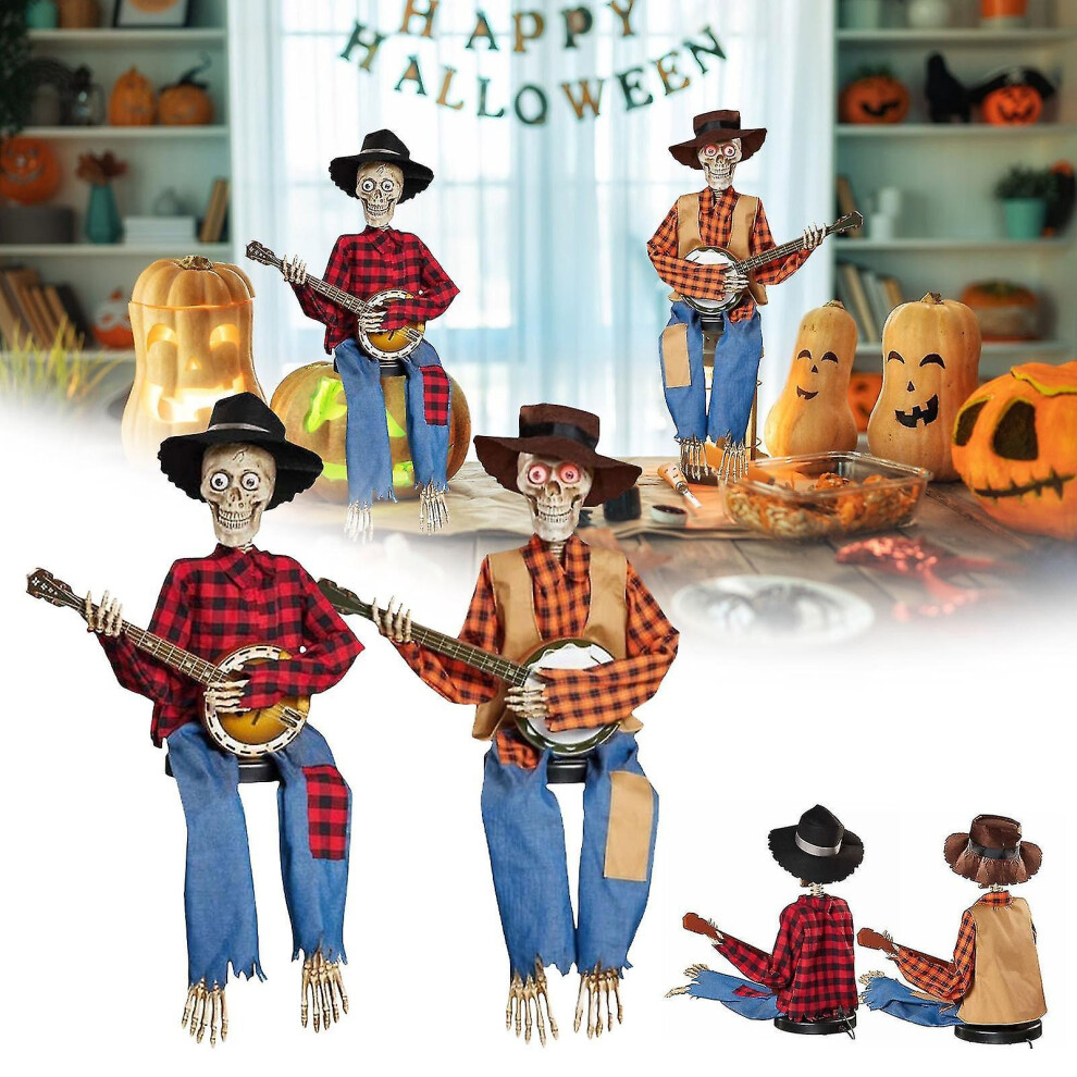 (A 1 pack) Halloween Animated Banjo Skeletons,halloween Decoration Skeleton Playing Banjo,funny Animated Dueling Banjo Skeletons,funny Animated Banjo