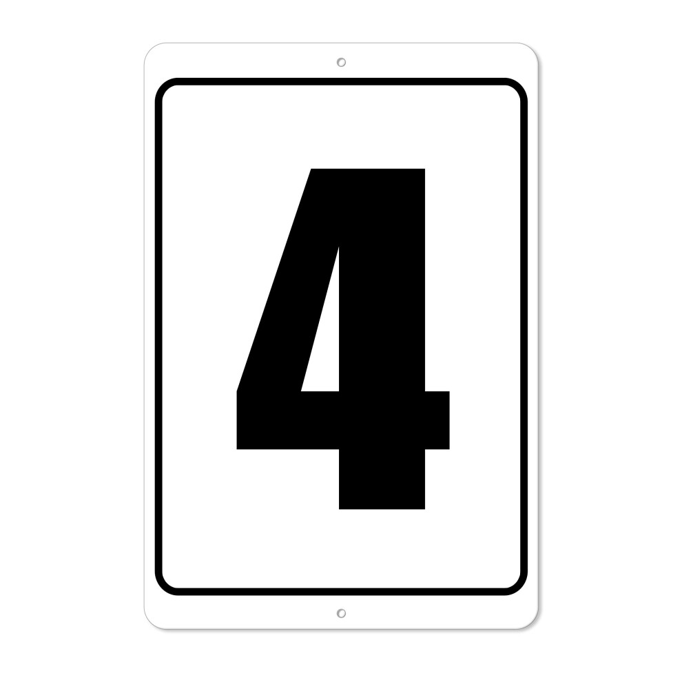 Numbered Sign 4 | 8 x 12 Aluminum Outdoor/Indoor Sign/Area Marker  Cur