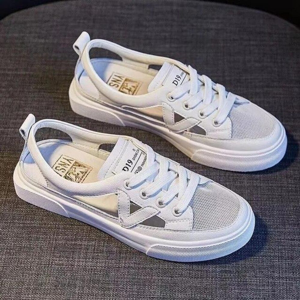 (white, 38) Women&apos; Sandals Korean Fish-mouth Sandals Metal Decorative Transparent Women&apos;s Shoes
