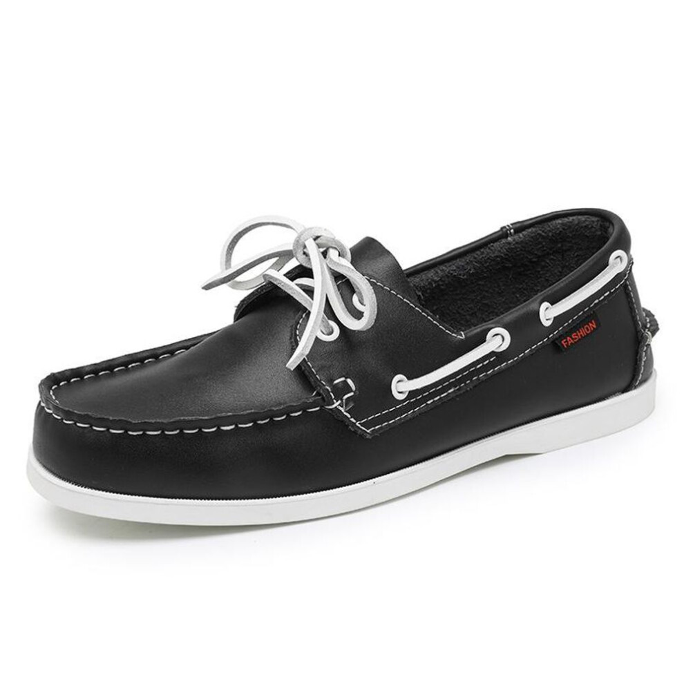 (black, 39) Men&apos;s 2-Eye Boat Shoe Penny Loafers Casual Driving Walking Moccasin
