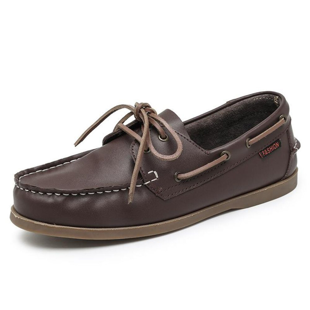 (brown, 39) Men&apos;s 2-eye Boat Shoe Penny Loafers Casual Driving Walking Moccasin