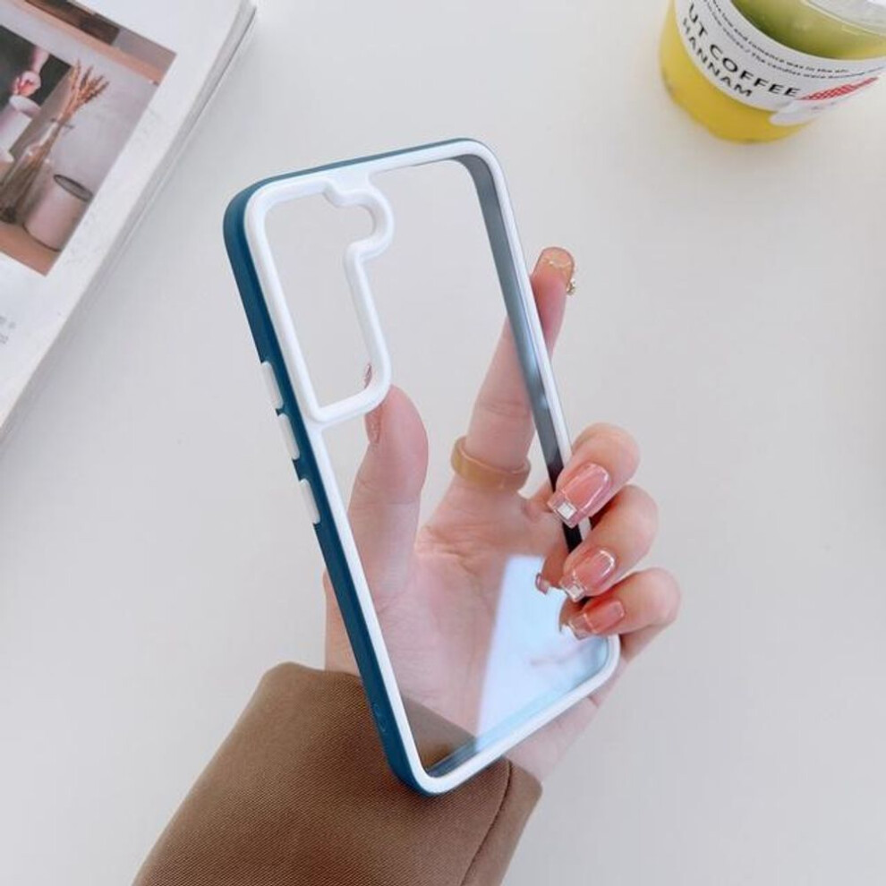 (dark blue, For Samsung A33) Solid Silicone Frame +clear Acrylic Cover Case For Samsung Galaxy S22 Ultra S22 +a13 A53 A73 Shockproof Transparent Coque