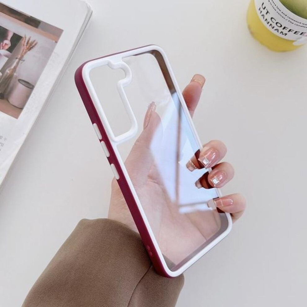 (As The Picture, For Samsung S22ultra) Solid Silicone Frame +Clear Acrylic Cover Case For Samsung Galaxy S22 Ultra S22 +A13 A53 A73 Shockproof Transpa 6081578774467