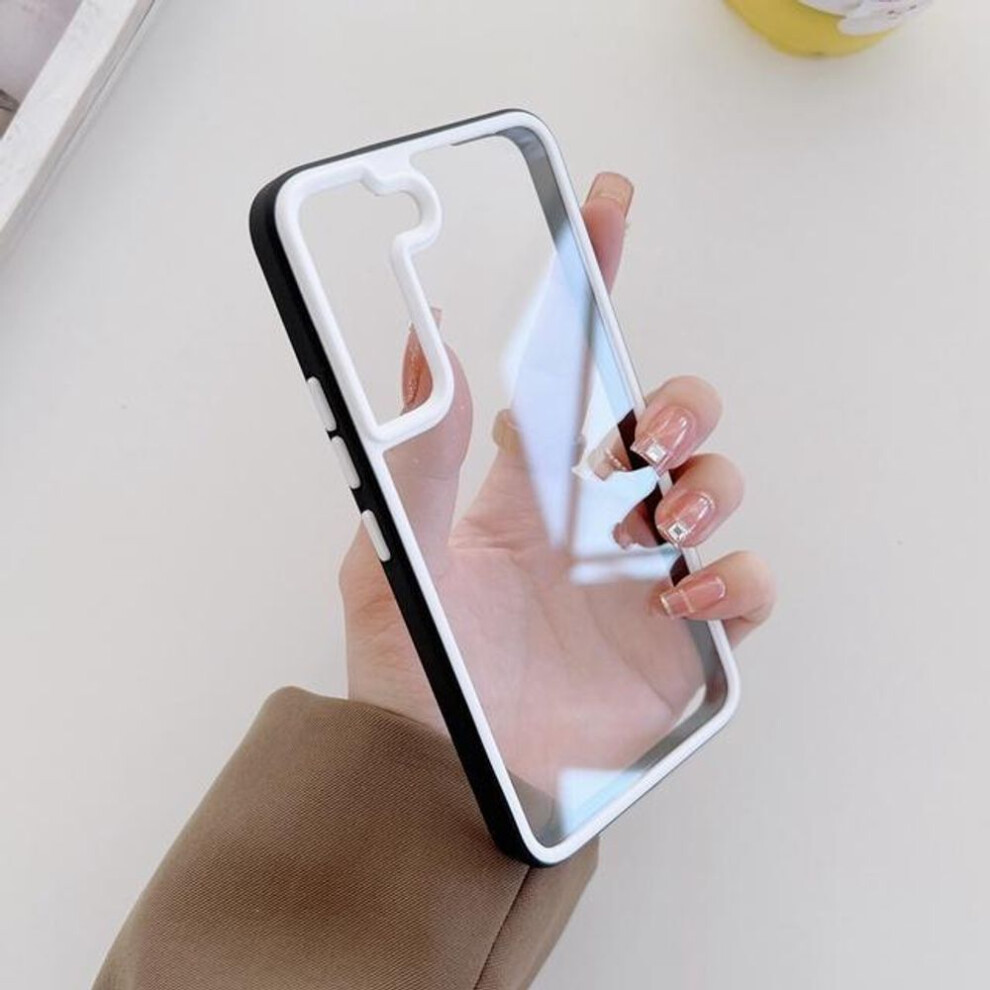 (, For Samsung A33) Solid Silicone Frame +Clear Acrylic Cover Case For Samsung Galaxy S22 Ultra S22 +A13 A53 A73 Shockproof Transparent Coque Black 6081578866889