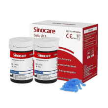 (50pcs strips)Sinocare 50 pcs Blood Glucose Test Strips & 50 pcs Lans for Safe AQ Smart and Safe AQ Voice