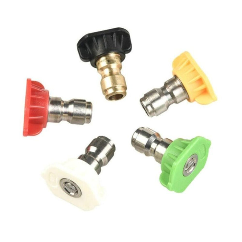 5pcs/set Car Wash Nozzle 1/4" Quick Connector Metal Jet Lances Nozzle High Pressure Water Guns Soap Washing Spray Nozzle