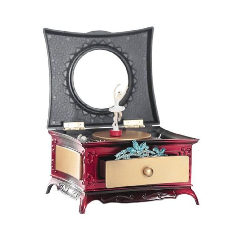 (red) Modern Birthday Music Box Vintage Phonograph Shape Christmas Gift