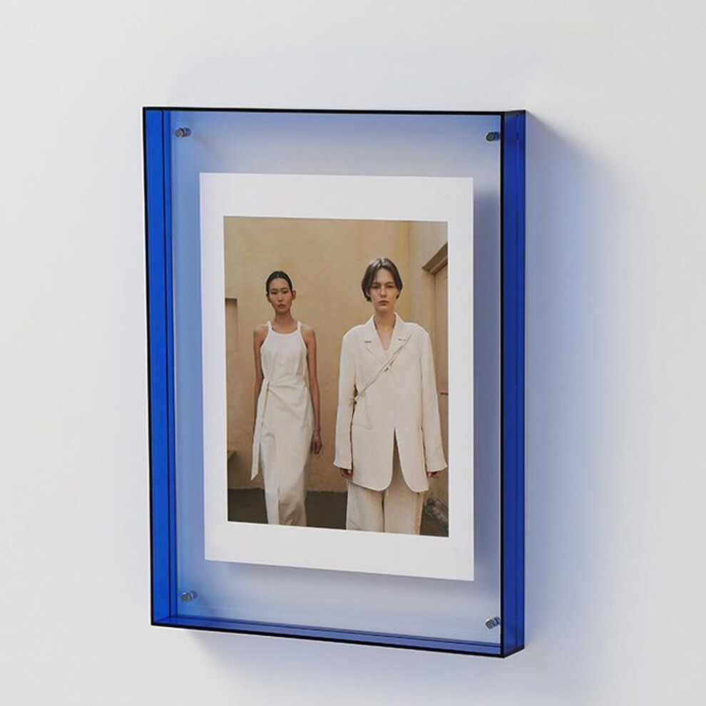 (blue, 15x19cm) Ins Style Colorful Picture Frame Without Photos Transparent Acrylic Photo Frame Hall Bedroom