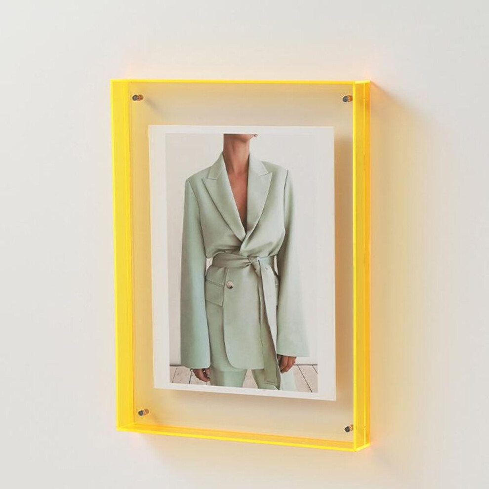 (yellow, 16x21cm) Ins Style Colorful Picture Frame Without Photos Transparent Acrylic Photo Frame Hall Bedroom