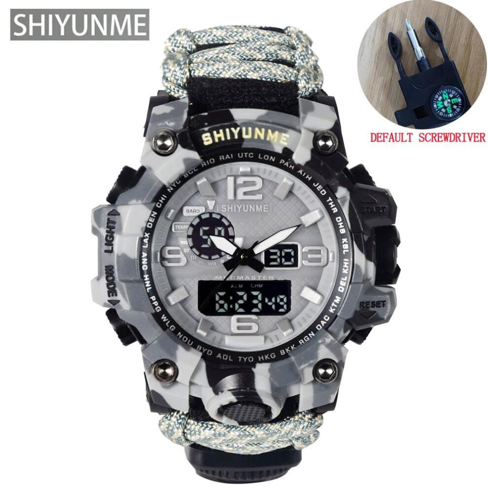 (grey) Shiyunme Men Camouflage Military Sports Digital Watches Outdoor Multi-function Compass Waterproof Men&apos;s Watch Relogio Masculino