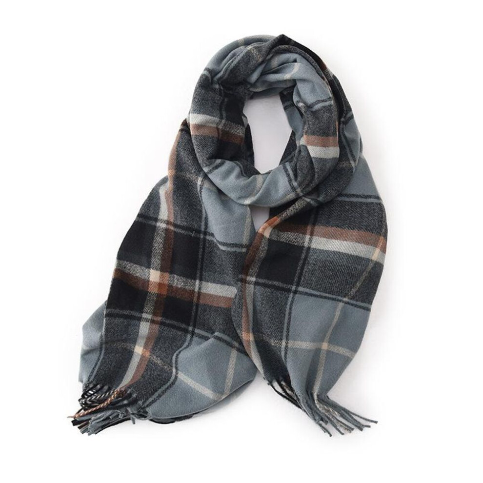 (blue, One Size) Knitted  Rainbow Print Thick  Scarf  Women Plaid Design Pashmina Shawls Cashmere Shawl Lady Warm Winter Wrap Tassel Scarves