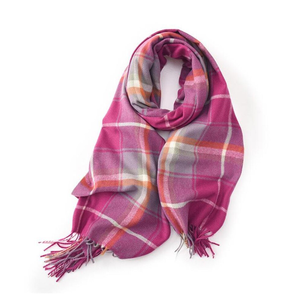 (purple, One Size) Knitted  Rainbow Print Thick  Scarf  Women Plaid Design Pashmina Shawls Cashmere Shawl Lady Warm Winter Wrap Tassel Scarves