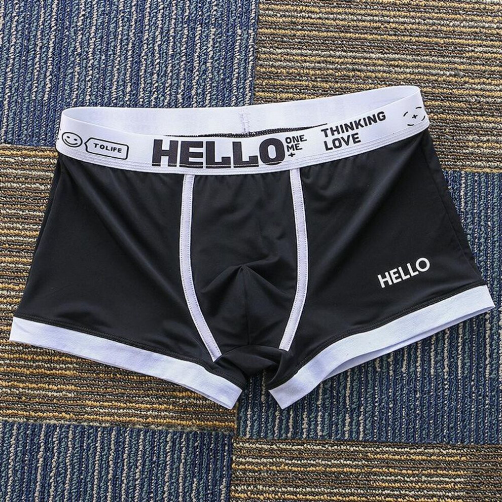 (black, XXL) Top Brand Solid Boxer Men Underwear Bermuda Ropa Interior Mens Boxers