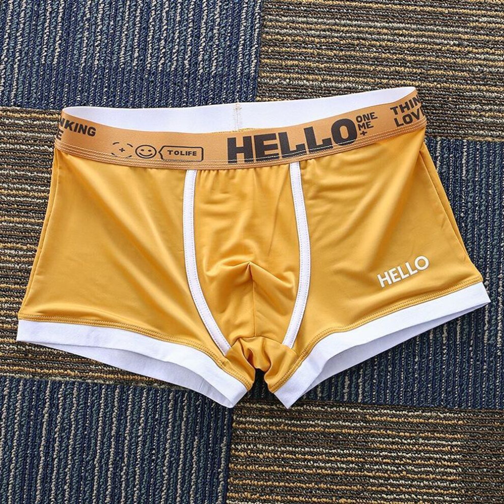 (yellow, XL) Top Brand Solid Boxer Men Underwear Bermuda Ropa Interior Mens Boxers
