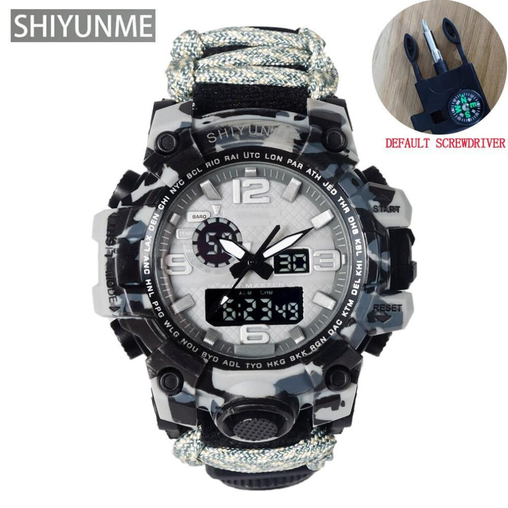(black) Shiyunme Men Camouflage Military Sports Digital Watches Outdoor Multi-function Compass Waterproof Men&apos;s Watch Relogio Masculino