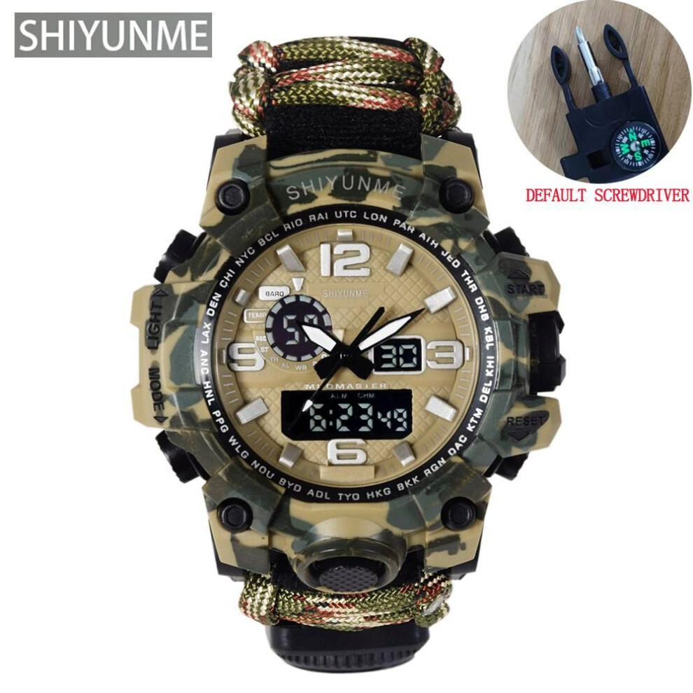 (yellow) SHIYUNME Men Camouflage Military Sports Digital Watches Outdoor Multi-function Compass Waterproof Men&apos;s Watch Relogio Masculino