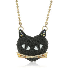 Betsey Johnson Pave Cat Pendant Necklace 16 + 3 Extender