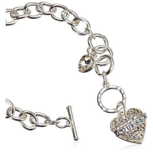 Guess GUESS Damen Silbertone Ketten Toggle Dangle Herz Charm Armband 1