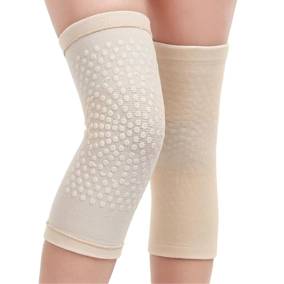 (beige, XL) 2022 New 2pc Self Heating Support Knee Pad Knee Brace Warm For Arthritis Joint Pain Relief Injury Recovery Belt Leg Warmer