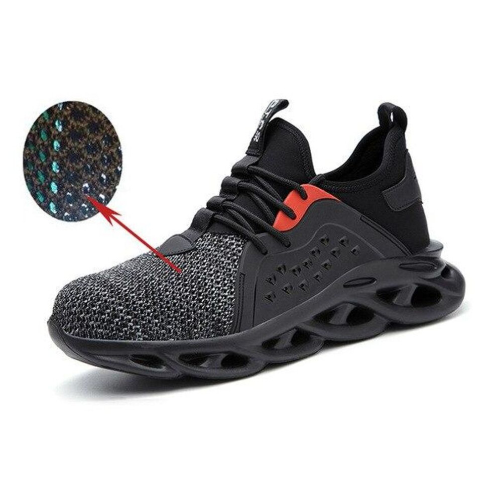 (gray, 47) Breathable Work Safety Shoes For Men Summer Men Shoes Working Steel Toe Shoes Light Men Boots Work Sneakers