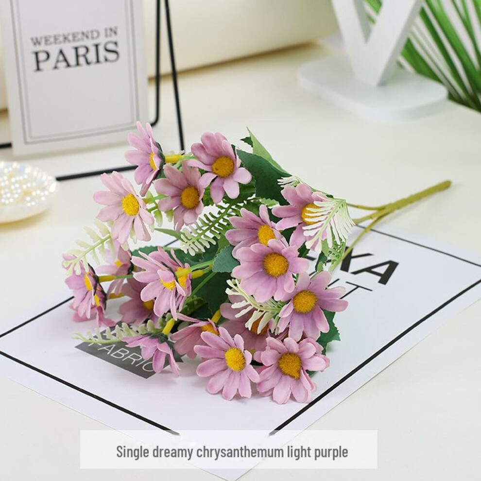 (light purple, Single dreamy chrysanthemum) "small Daisy Chamomile Fake Bouquet For Home And Wedding Decoration"