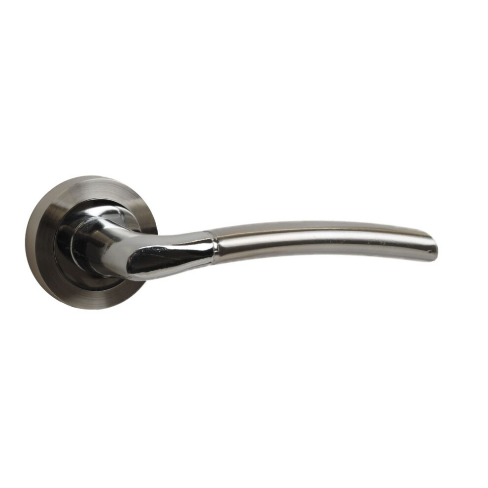 Dzina Ios Lever On Rose Door Handle In A Dual Finish Polished Chrome/Satin Chrome Plated For Internal Doors 5057670113504