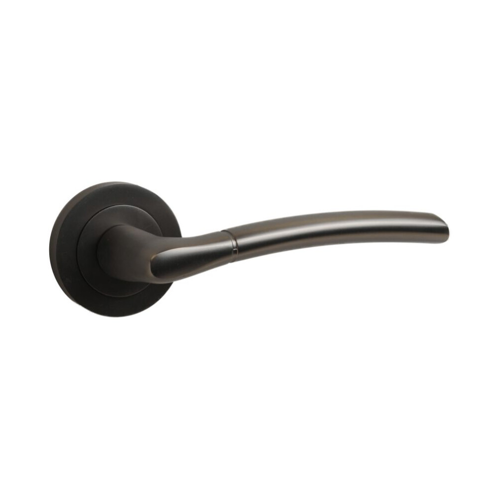 Dzina Design Ios Lever On Rose Door Handle In Gunmetal For Internal Doors 5057670113511