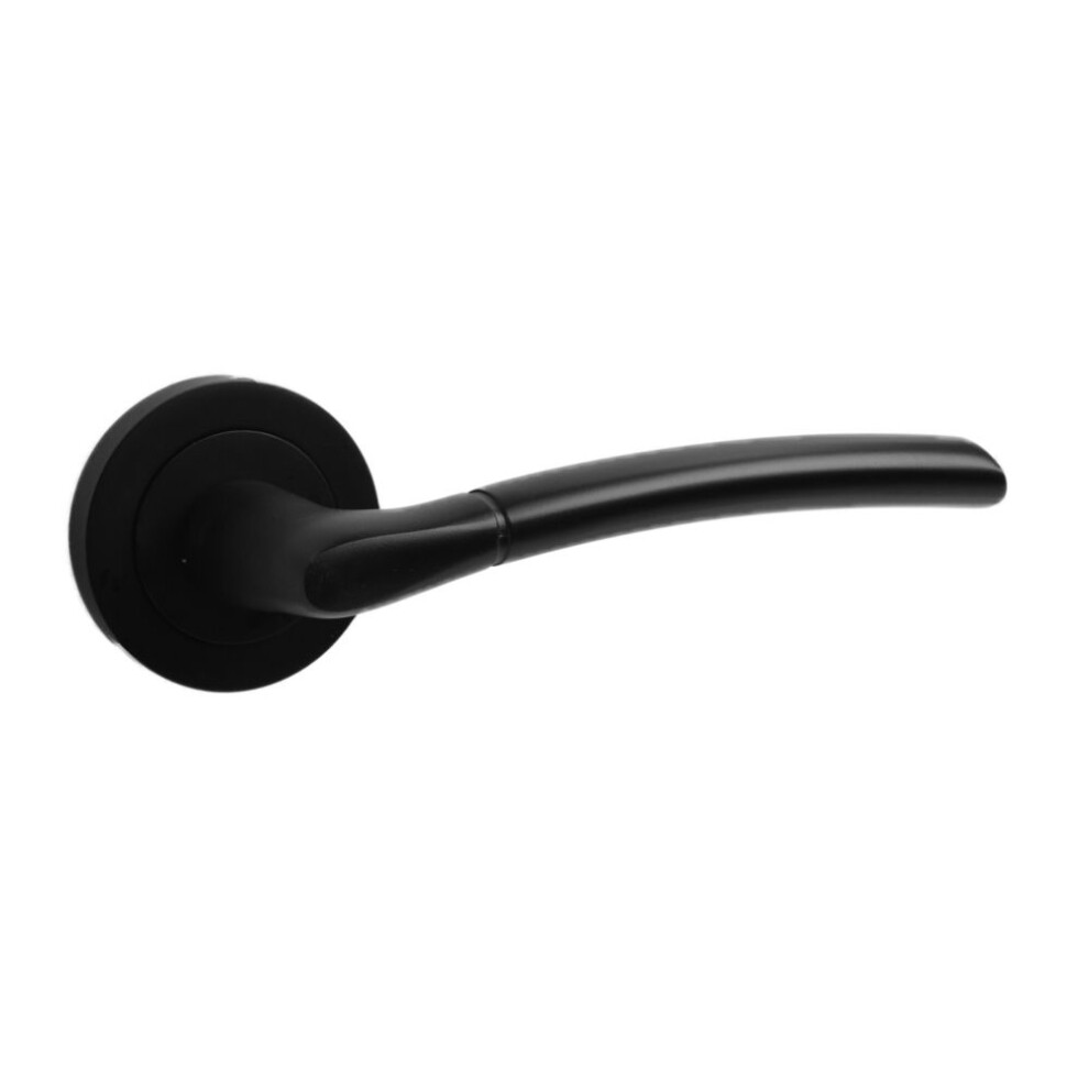 Dzina Ios Door Handle On Rose Matt Black Nickel/Gunmetal Door Handle Lever 5057670113528