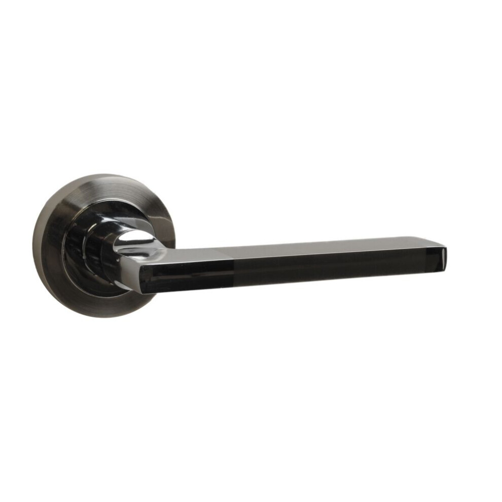 Dzina Naxos Lever On Rose Door Handle In A Dual Finish Polished/Satin Chrome Plated For Internal Doors 5057670113535