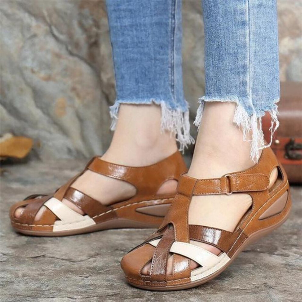 (brown, 36) Outdooor Fashion Women Sandals Waterproof Slip On Round Female Slippers Casual Comfortable Outdoor Fashion Summer Plus Size Shoes Women