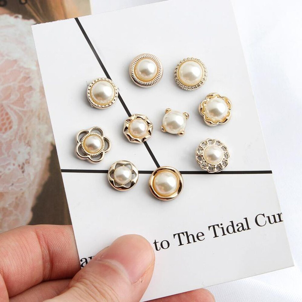 (gold) 10pcs/set Buckle Neckline Artifact Fastener Button Brooch Women Pin Clothes Decoration Clasps Accessory