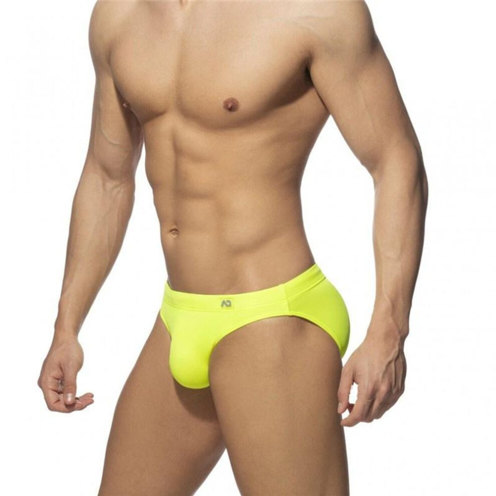 (yellow, XL) 7 Colors New Men&apos;s Briefs Swimming Trunks Drawstring Beachwear Underwear Surf Boardshorts Bulge Pouch Shorts Bathing Men Swimwear
