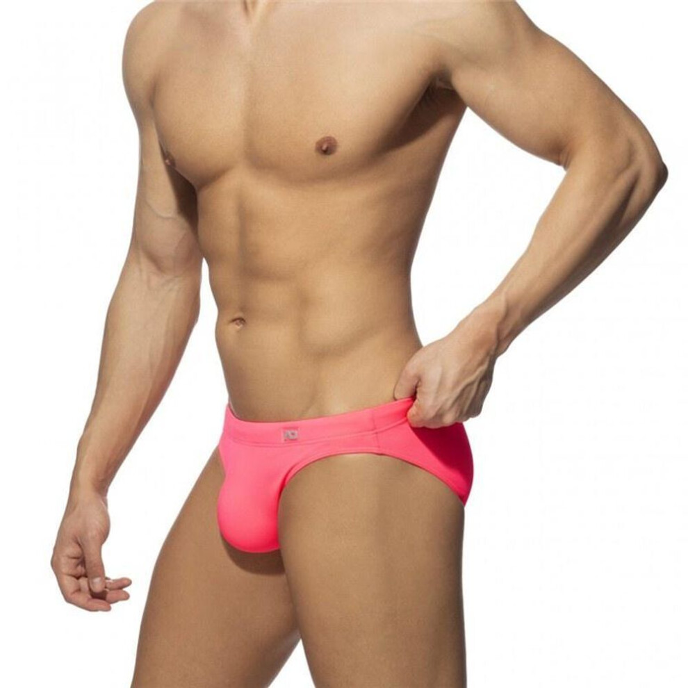 (pink, L) 7 Colors New Men&apos;s Briefs Swimming Trunks Drawstring Beachwear Underwear Surf Boardshorts Bulge Pouch Shorts Bathing Men Swimwear