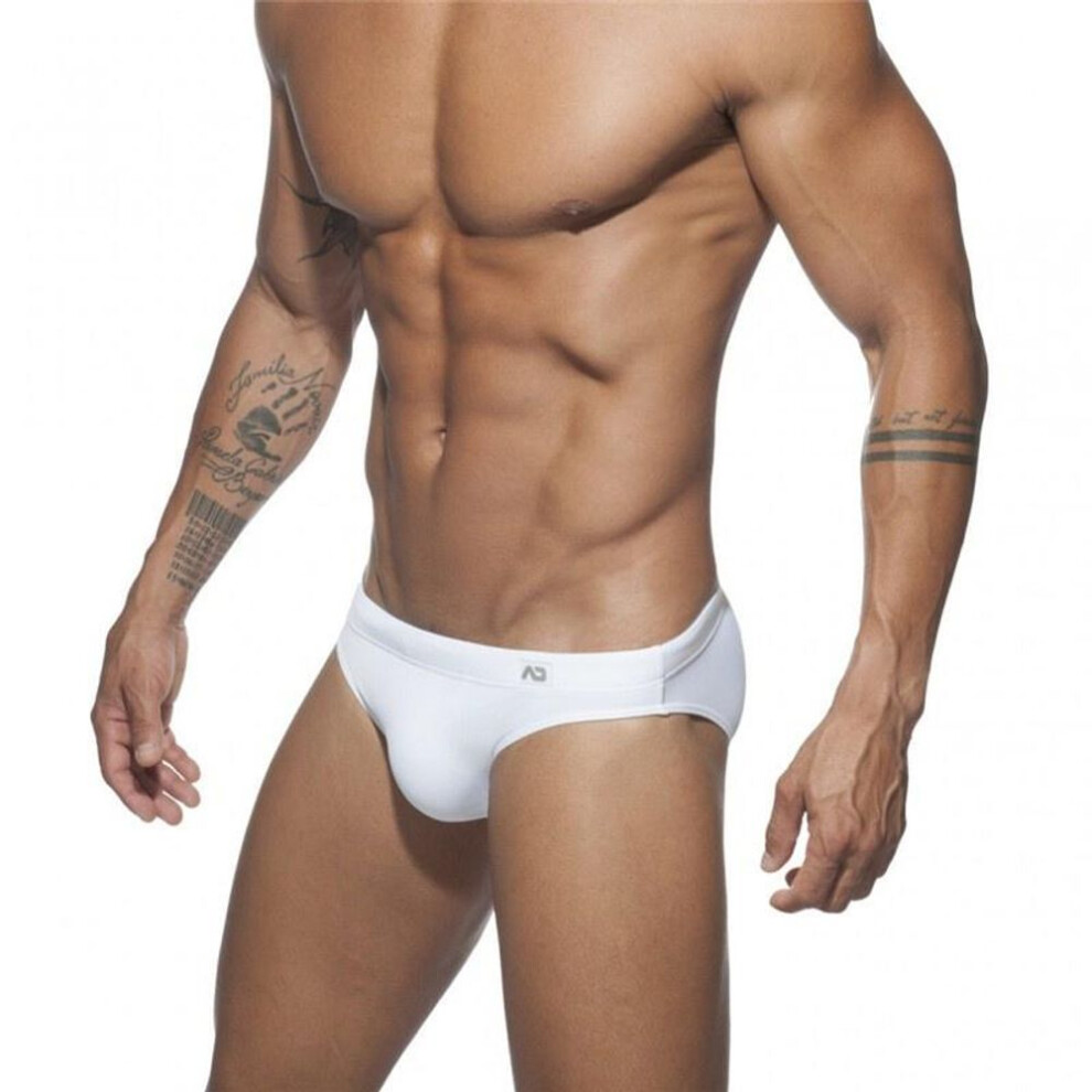 (white, XXL) 7 Colors New Men&apos;s Briefs Swimming Trunks Drawstring Beachwear Underwear Surf Boardshorts Bulge Pouch Shorts Bathing Men Swimwear
