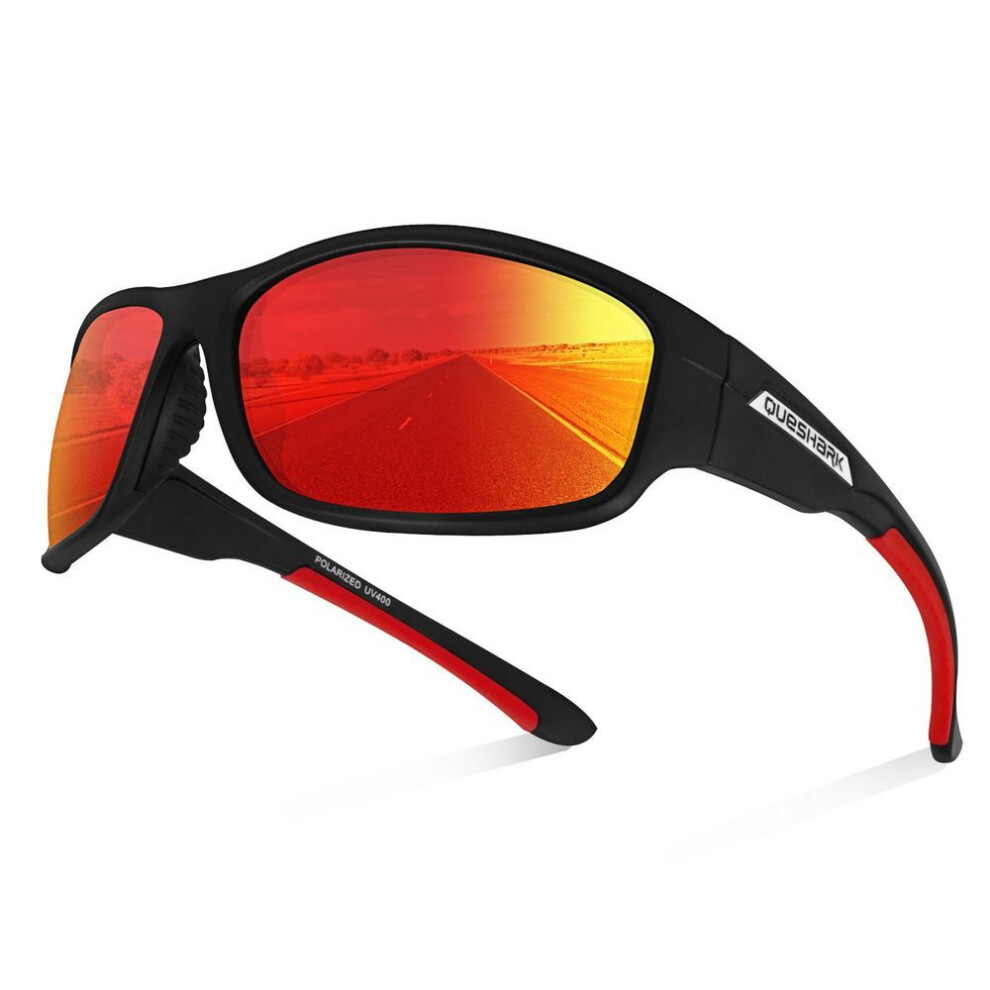 (red) Queshark Women Men Polarized Sports Sunglasses for Fishing Climbing Hiking Cycling Eyewear MTB Bike Glasses Bicycle Goggles QE22N