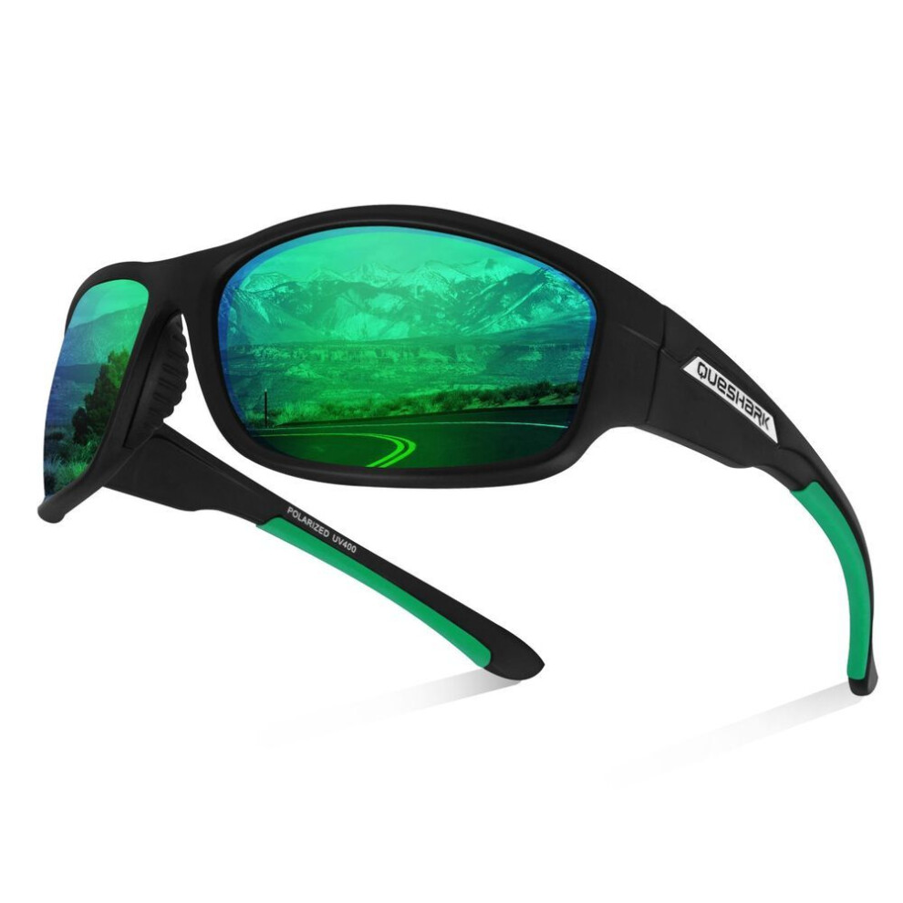 (green) Queshark Women Men Polarized Sports Sunglasses For Fishing Climbing Hiking Cycling Eyewear Mtb Bike Glasses Bicycle Goggles Qe22n