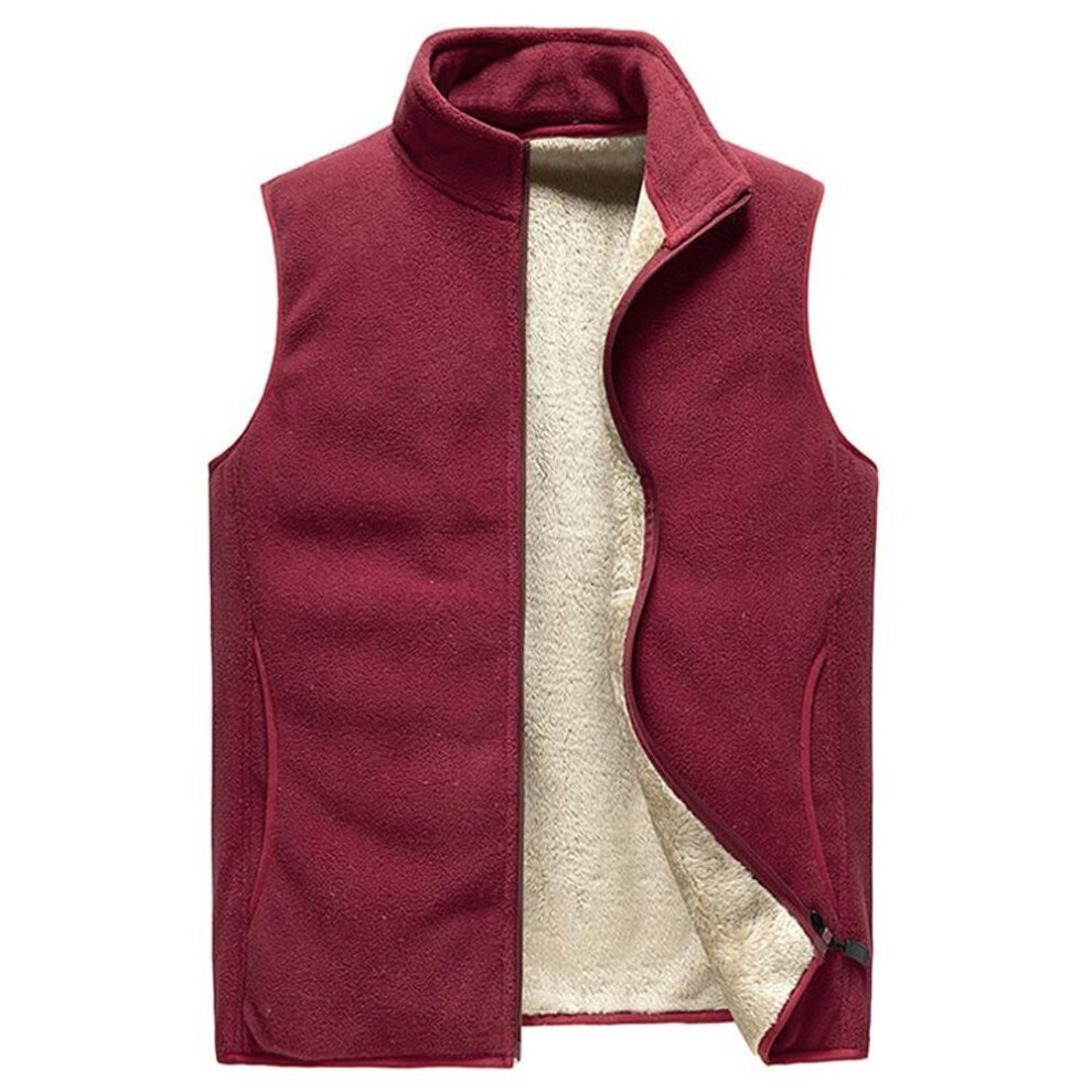 (red, 4XL) 2023 Men Sleeveless Vest Jackets Fashion Wool Vest Male Cotton-Padded Vests Coats Men Warm Waistcoats Clothing Oversized 8Xl