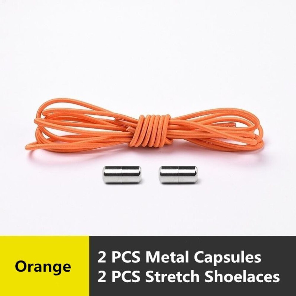 (orange) 1pair Elastic Locking Shoelaces Kids Adult Sneakers Quick Shoelace Lazy Shoe Laces